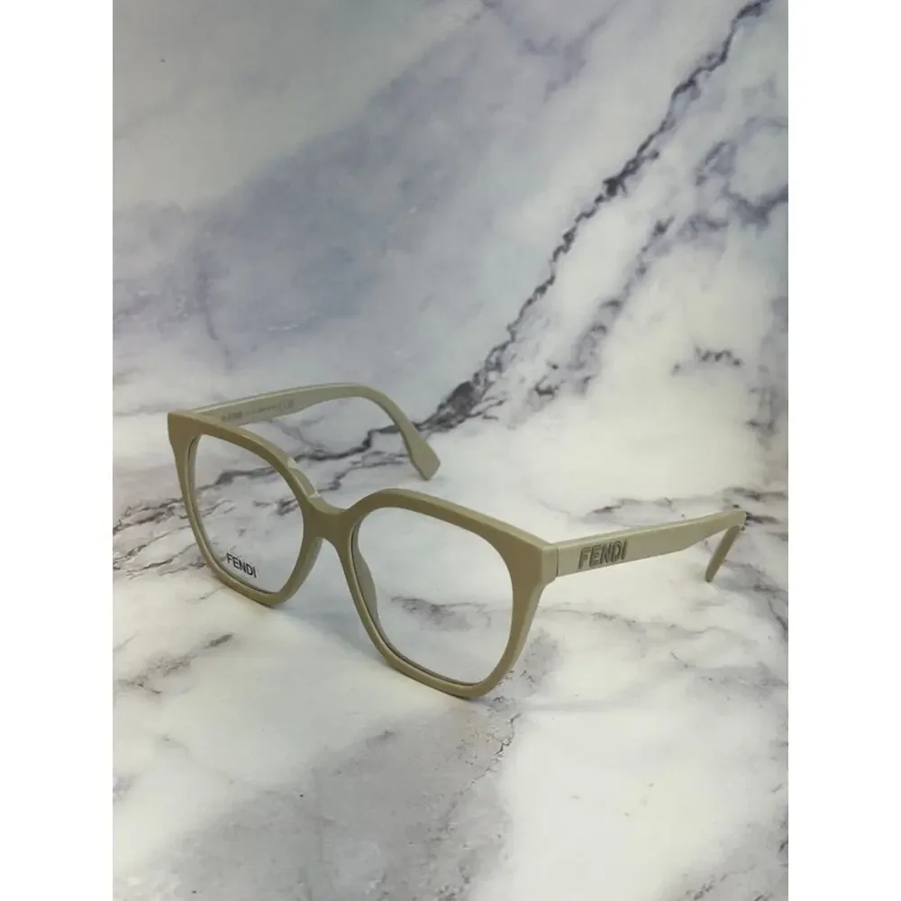 NEW Fendi FE50087I Bone White Oversized Square Eyeglasses Frames